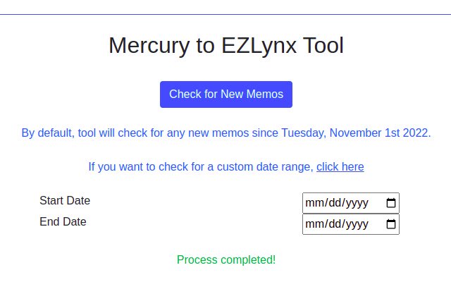 Chrome 网上商店中的 Mercury To Ezlynx 将与 OffiDocs Chromium 在线运行