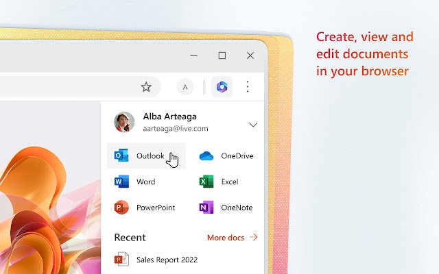 Microsoft 365  from Chrome web store to be run with OffiDocs Chromium online