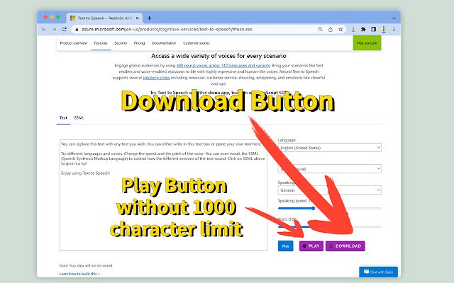 Microsoft™ Text to Speech Downloader  from Chrome web store to be run with OffiDocs Chromium online