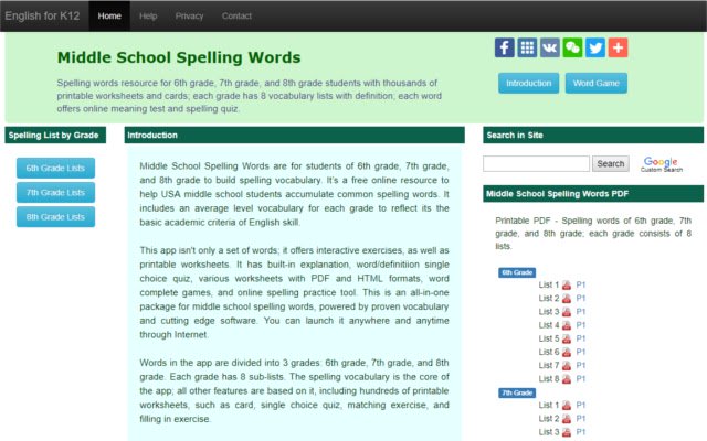 Middle School Spelling Words  from Chrome web store to be run with OffiDocs Chromium online