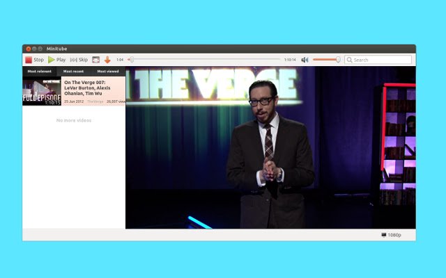 Minitube  from Chrome web store to be run with OffiDocs Chromium online