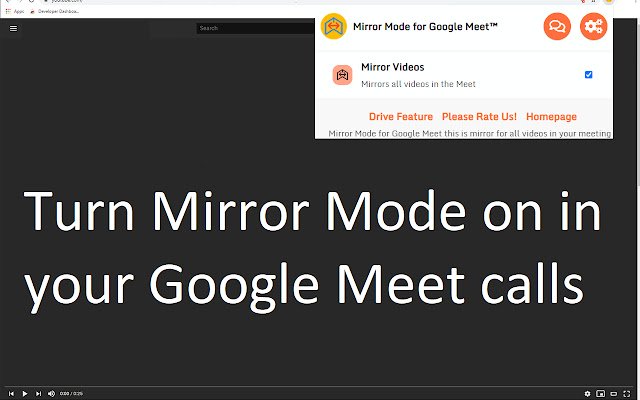 وضع المرآة لـ Google Meet™ من متجر Chrome الإلكتروني ليتم تشغيله باستخدام OffiDocs Chromium عبر الإنترنت