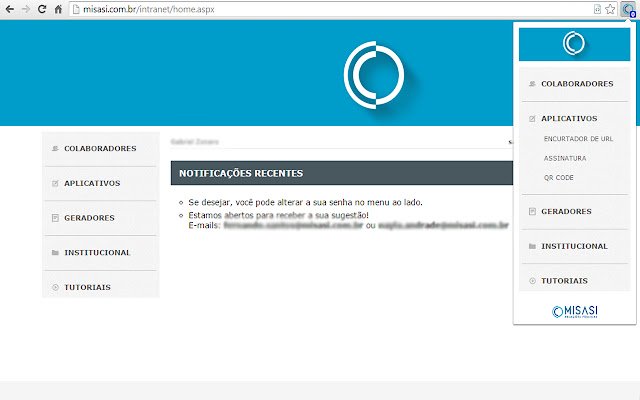 MISASI Intranet Menu  from Chrome web store to be run with OffiDocs Chromium online