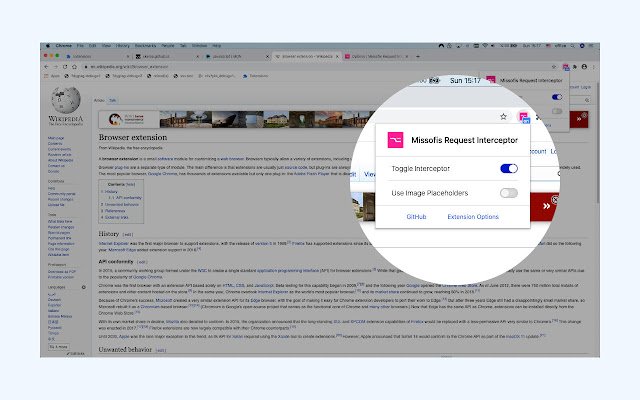 Missofis Request Interceptor を Chrome ウェブストアから OffiDocs Chromium online で実行する