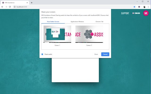 MIX Assistance Screen Sharing  from Chrome web store to be run with OffiDocs Chromium online