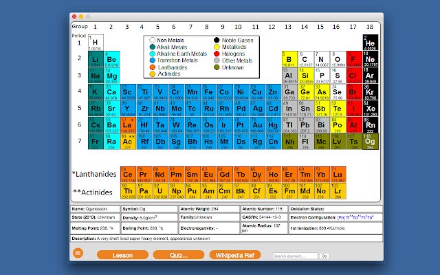 Modell PeriodicTable aus dem Chrome-Webshop, das mit OffiDocs Chromium online ausgeführt werden soll