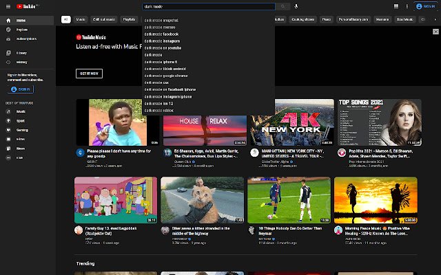 Modern YouTube  from Chrome web store to be run with OffiDocs Chromium online