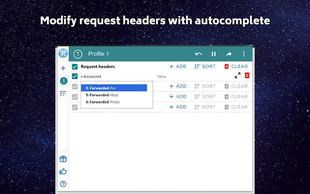 ModHeader Modify HTTP headers  from Chrome web store to be run with OffiDocs Chromium online