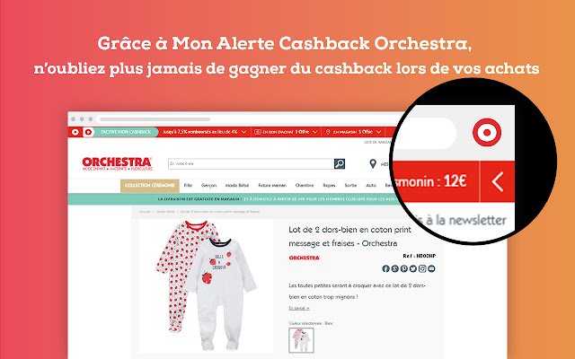 تنبيه Mon Alerte Cashback Orchestra من متجر Chrome الإلكتروني ليتم تشغيله باستخدام OffiDocs Chromium عبر الإنترنت