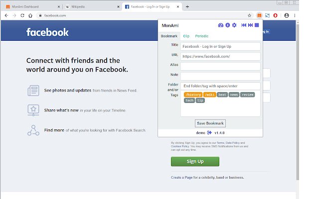 MonAmi Bookmarks, Clips, Navegación programada desde Chrome web store para ejecutarse con OffiDocs Chromium en línea
