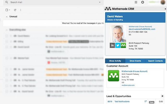 Mothernode CRM Gmail Extension  from Chrome web store to be run with OffiDocs Chromium online