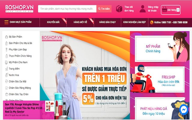 Mỹ phẩm BOSHOP Cosmetic Shop  from Chrome web store to be run with OffiDocs Chromium online