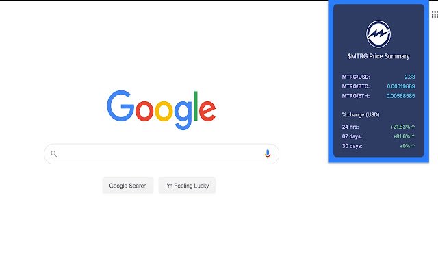 MTRG price ticker  from Chrome web store to be run with OffiDocs Chromium online