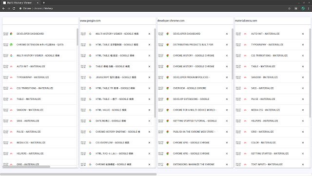 multi history viewer  from Chrome web store to be run with OffiDocs Chromium online