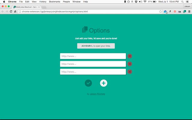 MultiLinks Shortcut  from Chrome web store to be run with OffiDocs Chromium online