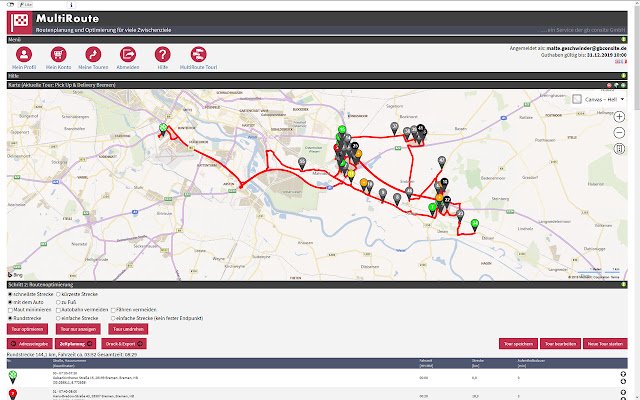 MultiRoute.de  from Chrome web store to be run with OffiDocs Chromium online