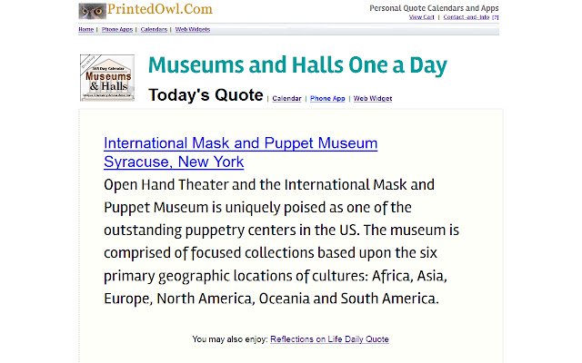 Museums and Halls One a Day  from Chrome web store to be run with OffiDocs Chromium online