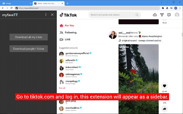 myfaveTT mass download your fave TikToks  from Chrome web store to be run with OffiDocs Chromium online