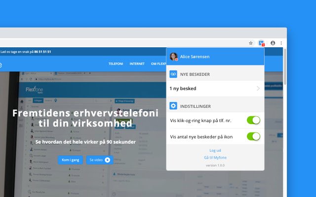 Myfone Chrome udvidelse  from Chrome web store to be run with OffiDocs Chromium online