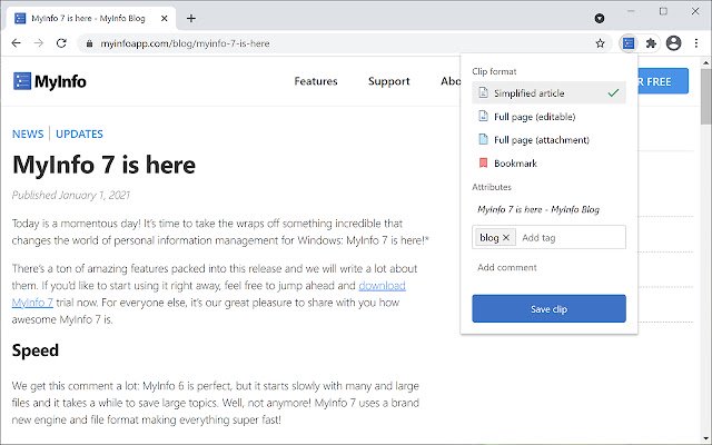 MyInfo Web Clipper  from Chrome web store to be run with OffiDocs Chromium online