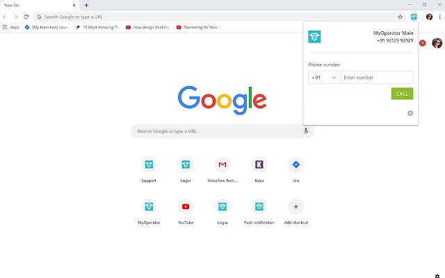 MyOperator Click to Call  from Chrome web store to be run with OffiDocs Chromium online