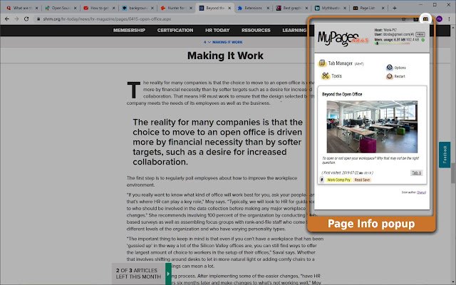 MyPages Web Page Info  Tab Manager  from Chrome web store to be run with OffiDocs Chromium online