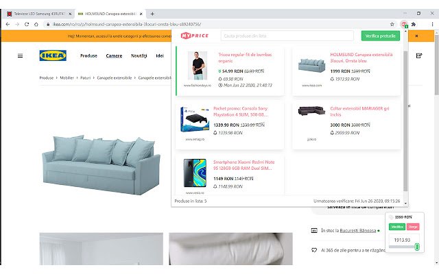 MyPrice.ro: Price alert  Price tracker  from Chrome web store to be run with OffiDocs Chromium online