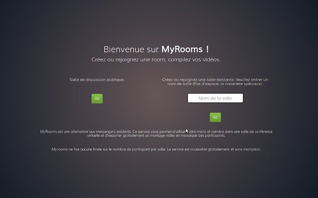 Myrooms Screen Sharing  from Chrome web store to be run with OffiDocs Chromium online