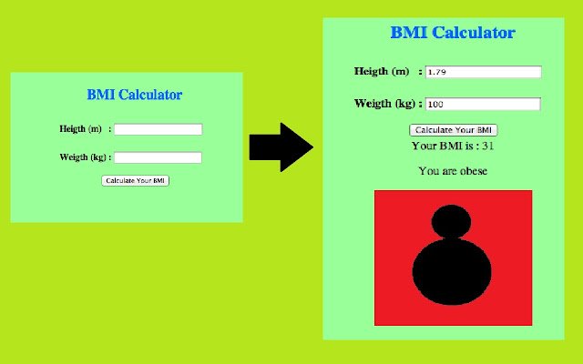 Mój prosty kalkulator BMI ze sklepu internetowego Chrome do uruchomienia z OffiDocs Chromium online