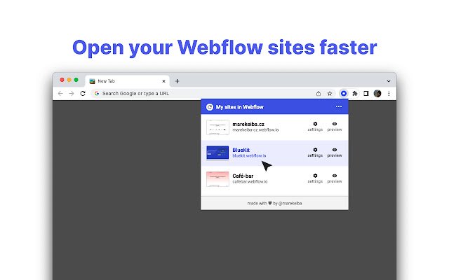 OffiDocs Chromium オンラインで実行する Chrome Web ストアからの Webflow のマイ サイト