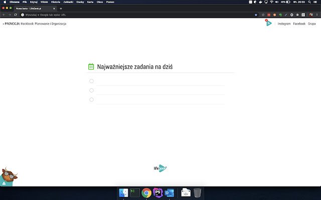 Najważniejsze zadania dnia by Life Geek  from Chrome web store to be run with OffiDocs Chromium online