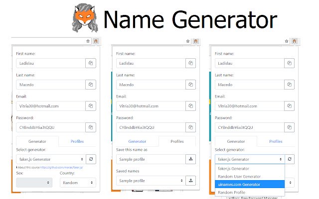 Name Generator  from Chrome web store to be run with OffiDocs Chromium online