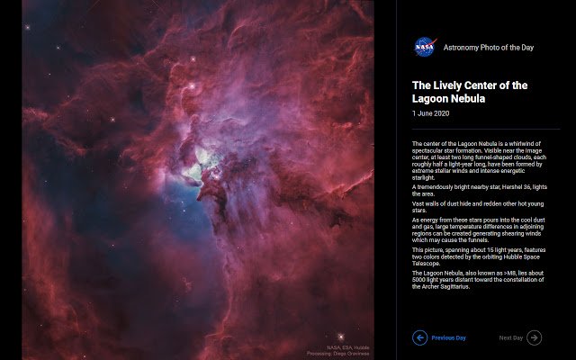 NASA Astronomy Picture of the Day mula sa Chrome web store na tatakbo sa OffiDocs Chromium online