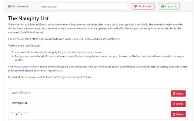 Naughty List  from Chrome web store to be run with OffiDocs Chromium online