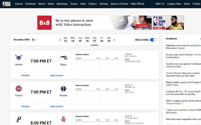 NBA League Pass Spoiler Blocker  from Chrome web store to be run with OffiDocs Chromium online