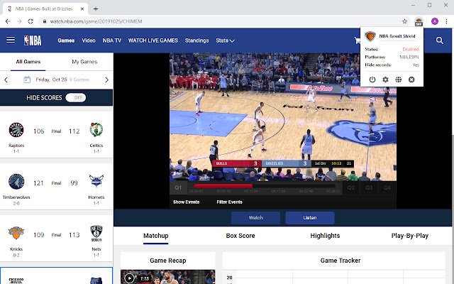 NBA Result Shield  from Chrome web store to be run with OffiDocs Chromium online