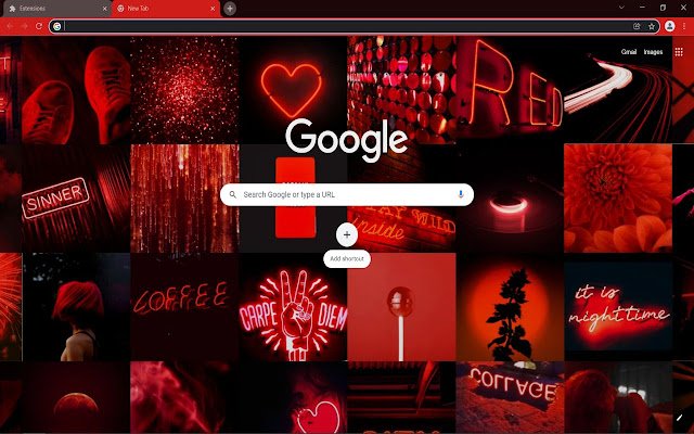 Neon Red Aesthetic Collage  from Chrome web store to be run with OffiDocs Chromium online