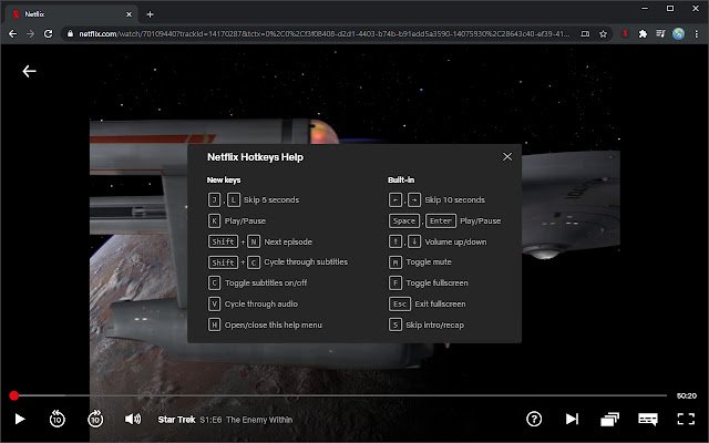 Netflix Hotkeys (Beta)  from Chrome web store to be run with OffiDocs Chromium online