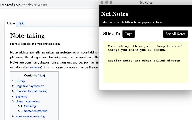 Net Notes  from Chrome web store to be run with OffiDocs Chromium online