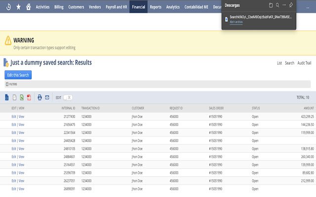 Netsuite Search Results To JSON  from Chrome web store to be run with OffiDocs Chromium online