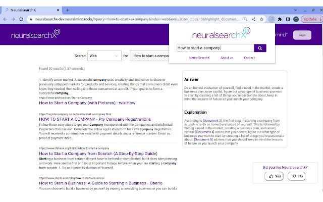 NeuralSearchX із веб-магазину Chrome, який запускатиметься з OffiDocs Chromium онлайн