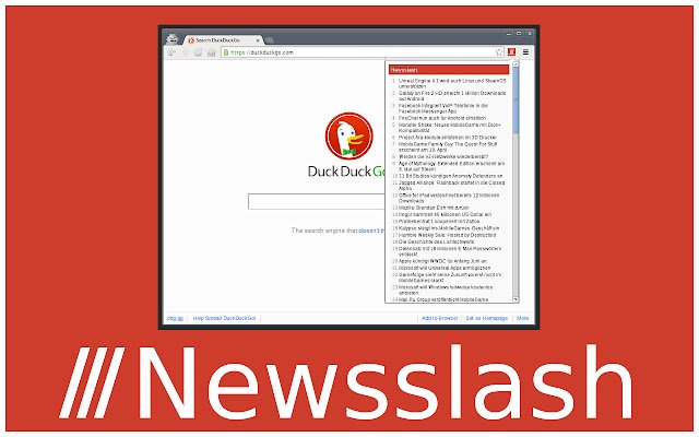 Newsslash  from Chrome web store to be run with OffiDocs Chromium online