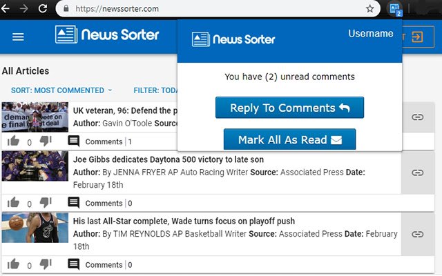 News Sorter  from Chrome web store to be run with OffiDocs Chromium online