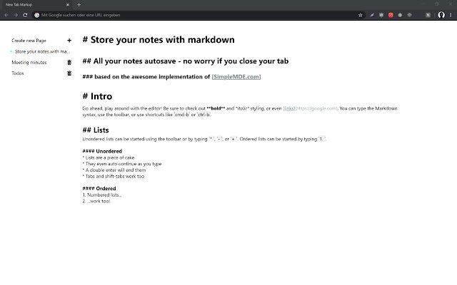 Markdown แท็บใหม่จาก Chrome เว็บสโตร์ที่จะเรียกใช้ด้วย OffiDocs Chromium ออนไลน์