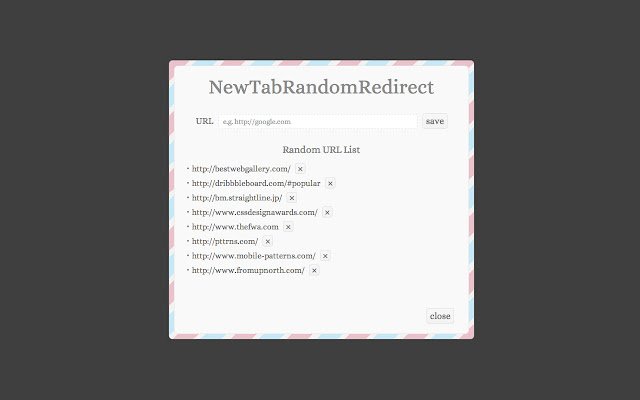 NewTabRandomRedirect  from Chrome web store to be run with OffiDocs Chromium online
