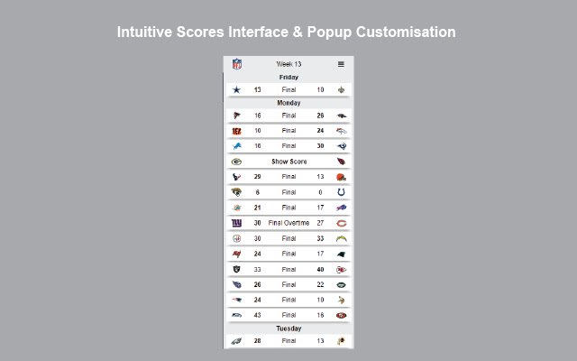 NFL Live Scores  from Chrome web store to be run with OffiDocs Chromium online