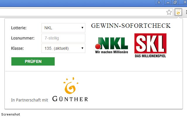 NKL SKL Gewinn Sofortcheck dal Chrome web store da eseguire con OffiDocs Chromium online