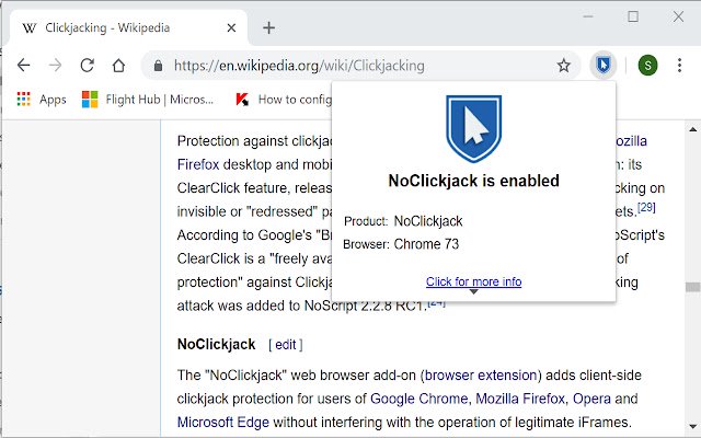 NoClickjack  from Chrome web store to be run with OffiDocs Chromium online