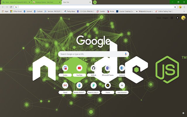 Node.js theme  from Chrome web store to be run with OffiDocs Chromium online