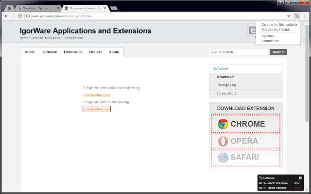 NoFollow  from Chrome web store to be run with OffiDocs Chromium online